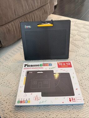 10x12 Inch Magnetic Drawing Board - Black with Yellow Stylus